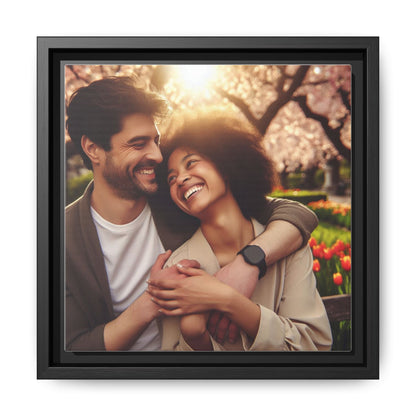 Framed Matte Canvas Print — Romantic Couple Photo Wall Art (Square)