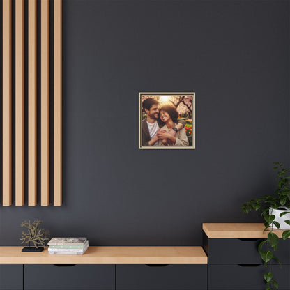 Framed Matte Canvas Print — Romantic Couple Photo Wall Art (Square)