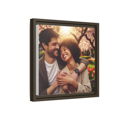 Framed Matte Canvas Print — Romantic Couple Photo Wall Art (Square)