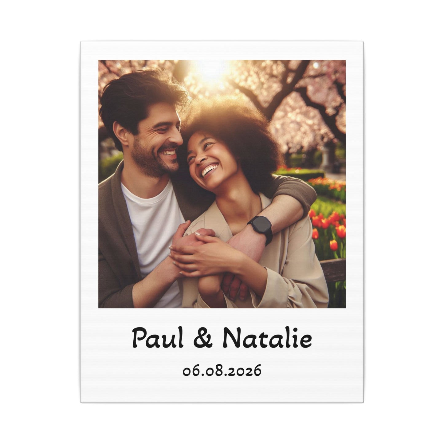 Personalized Polaroid Photo Canvas — Custom Names & Date