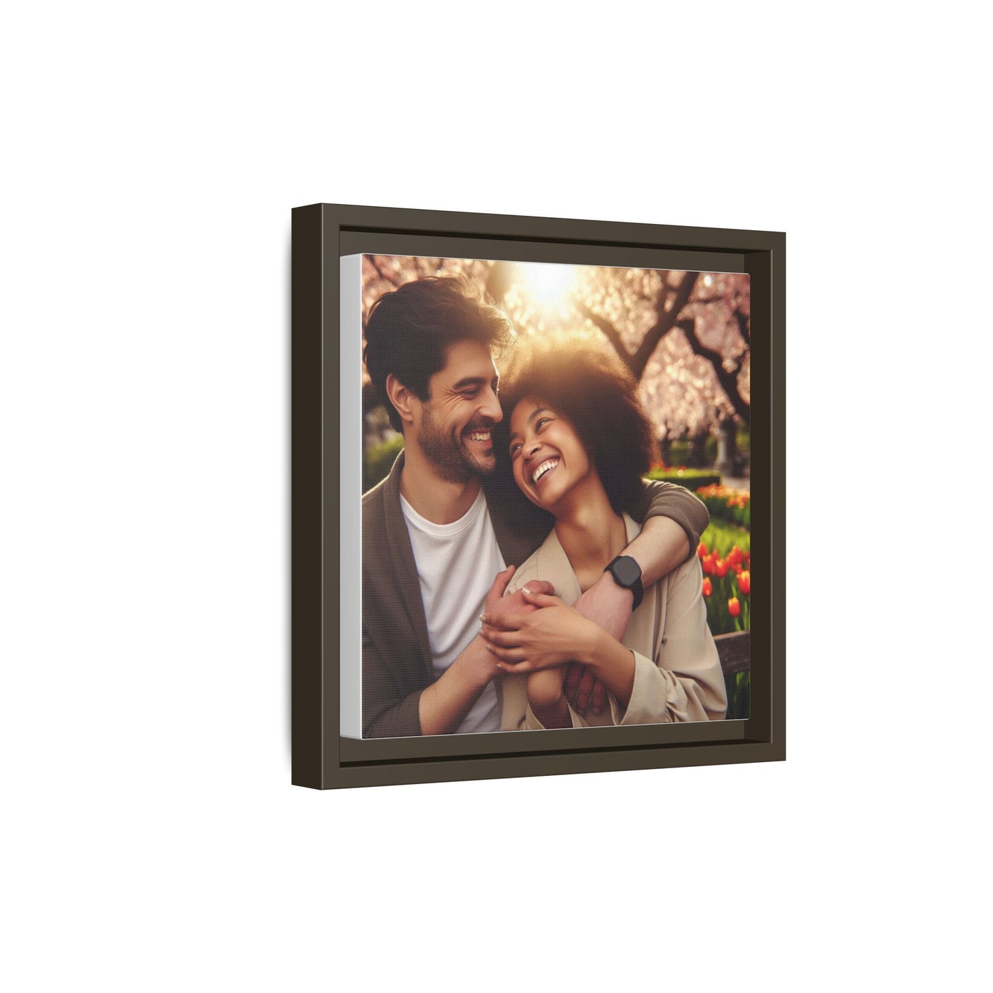 Framed Matte Canvas Print — Romantic Couple Photo Wall Art (Square)