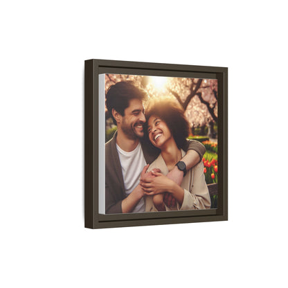 Framed Matte Canvas Print — Romantic Couple Photo Wall Art (Square)
