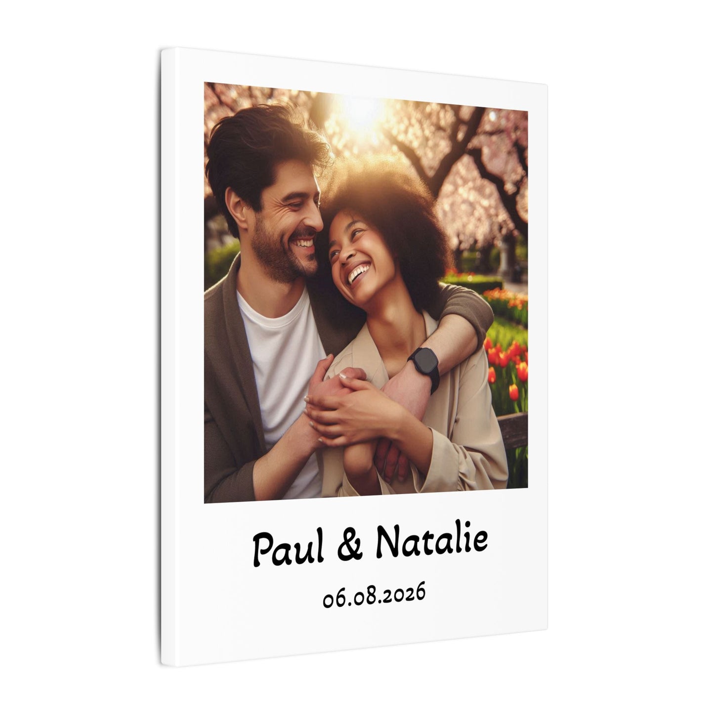 Personalized Polaroid Photo Canvas — Custom Names & Date