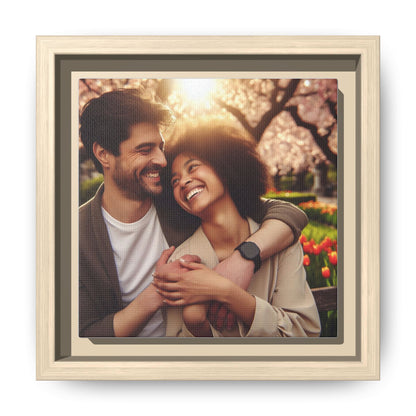 Framed Matte Canvas Print — Romantic Couple Photo Wall Art (Square)
