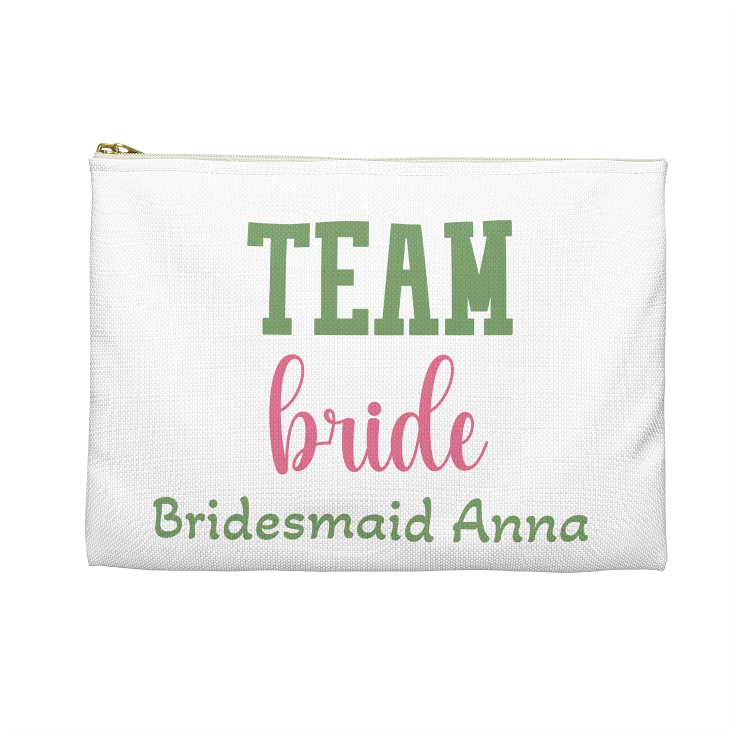 Team Bride Accessory Pouch — Personalized Bridesmaid Anna Makeup Bag