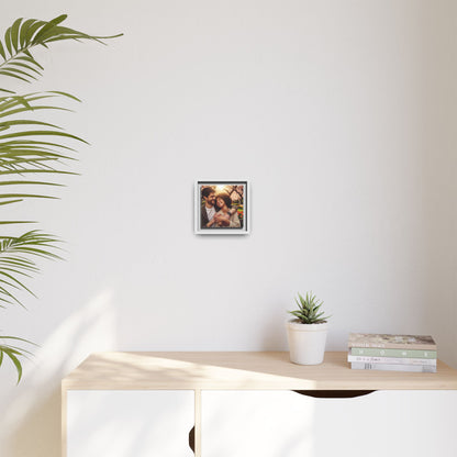 Framed Matte Canvas Print — Romantic Couple Photo Wall Art (Square)