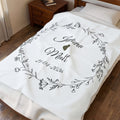 Personalized Wedding Blanket – Custom Names & Date Floral Velveteen Plush Blanket